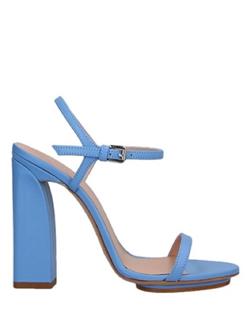 Delpozo Light Blue Leather Block Heel Sandals EU 40 (Fit like US 8)